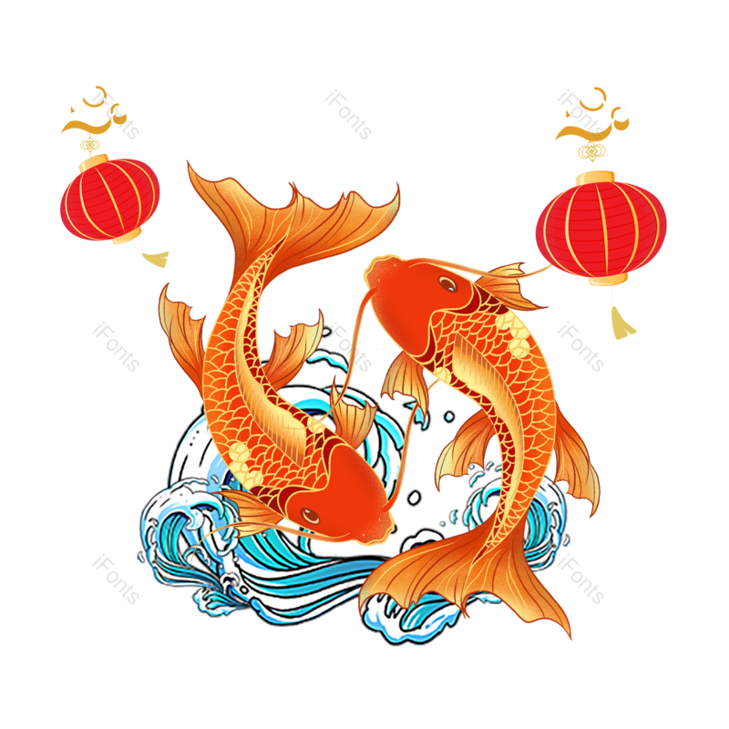 装饰图片,祥云元素,锦鲤PNG,中国免抠素材